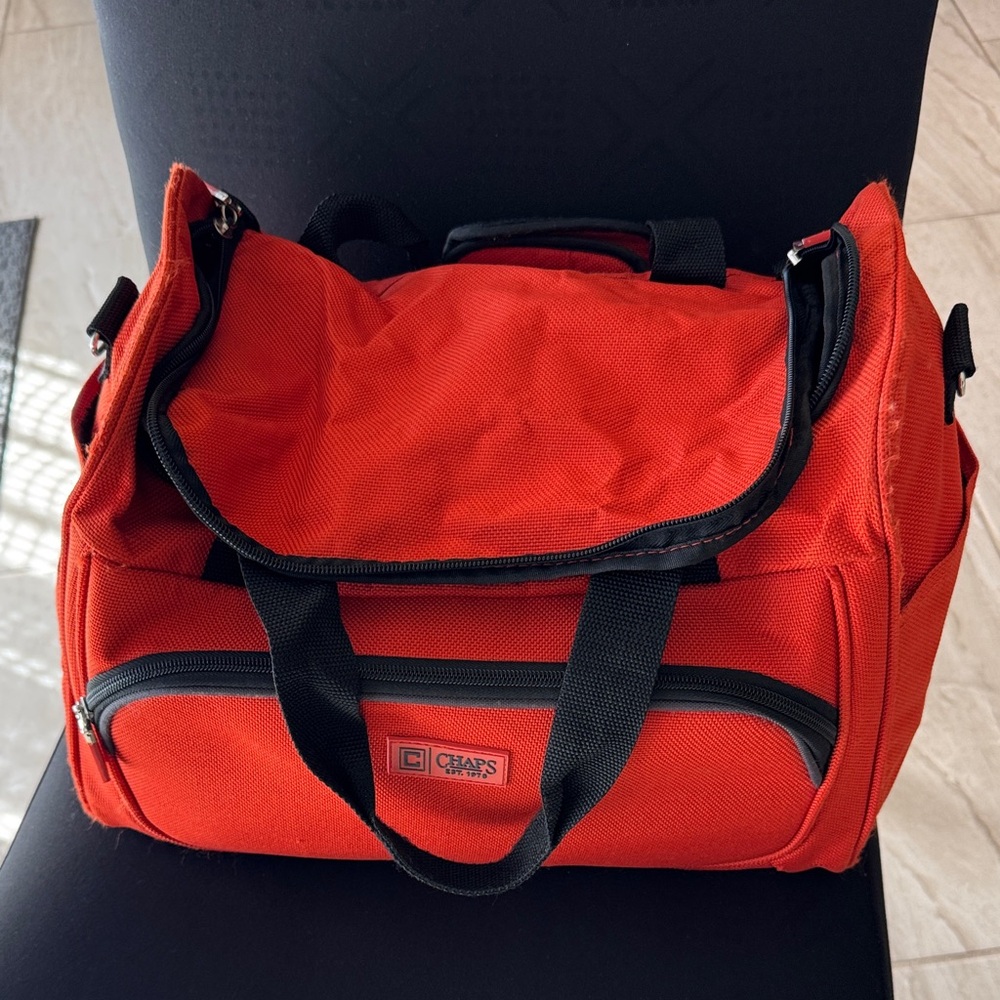 Chaps Red Duffel Bag with Black Accents